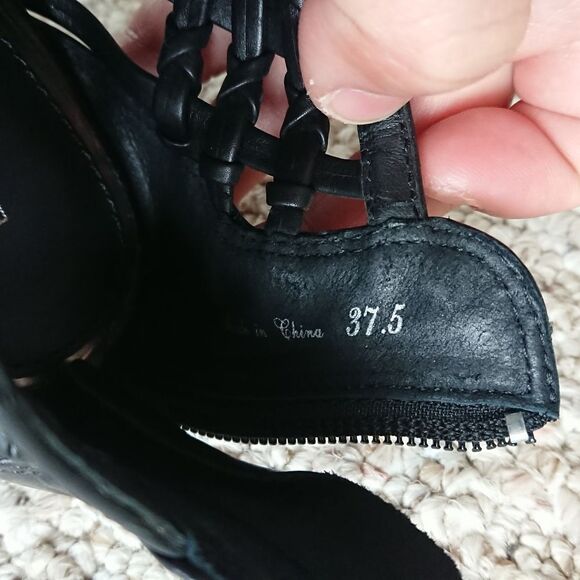 Elie Tahari black Woven leather heels size 37.5 - Picture 10 of 15